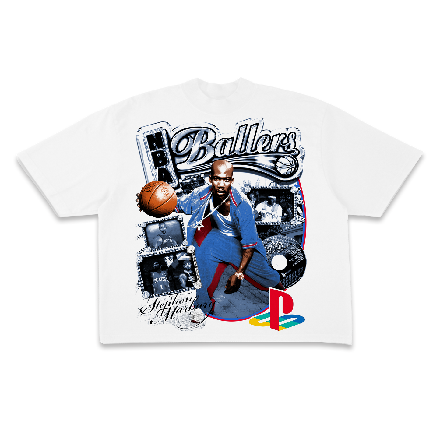 White NBA Ballers Ps2 Tee (ready to ship)