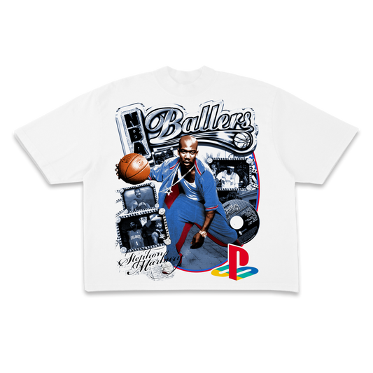 White NBA Ballers Ps2 Tee (ready to ship)